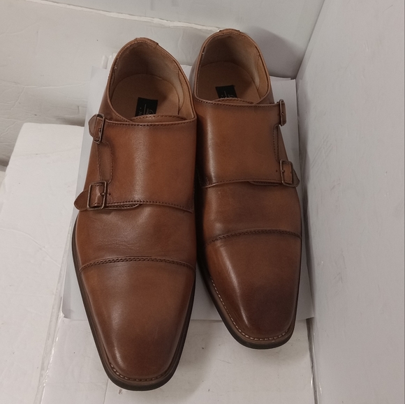 La Milano Double Monk Shoes, ALBIN Brown Leather Cap toe Size 9 M Style A11641 - Picture 1 of 5